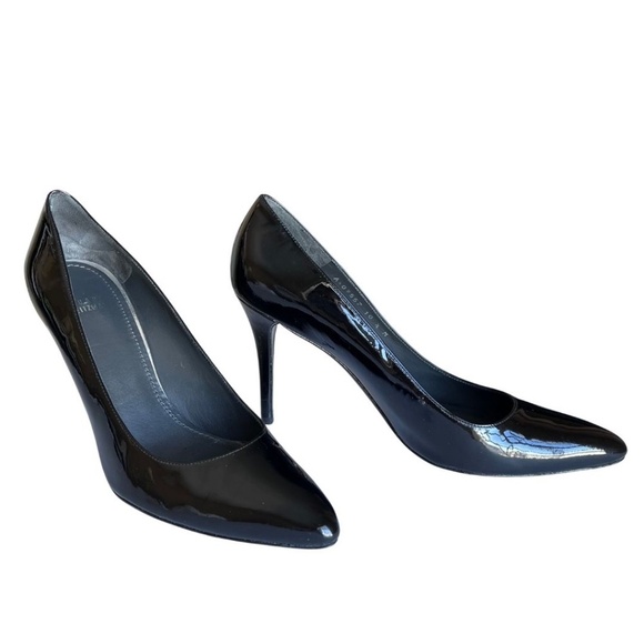 Stuart Weitzman Black Patent "Power" Pointed Toe Pumps Size 10.5 Includes Box - Picture 1 of 8